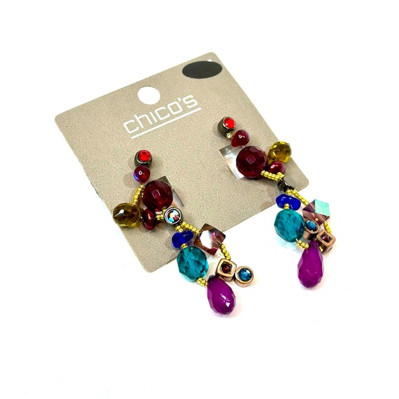Chico's Jewelry - Chico’s Multicolor Beaded Gold Tone Drop Earrings | 2” | NWT